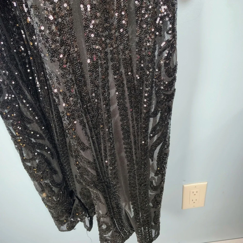 Southern Fried Chics XL Black Sequin Mesh Duster Cardigan Victorian gothic - Picture 3 of 14